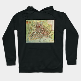 Antique Aerial View Map of Rotterdam, Netherlands, Holland by Joan Blaeu Hoodie